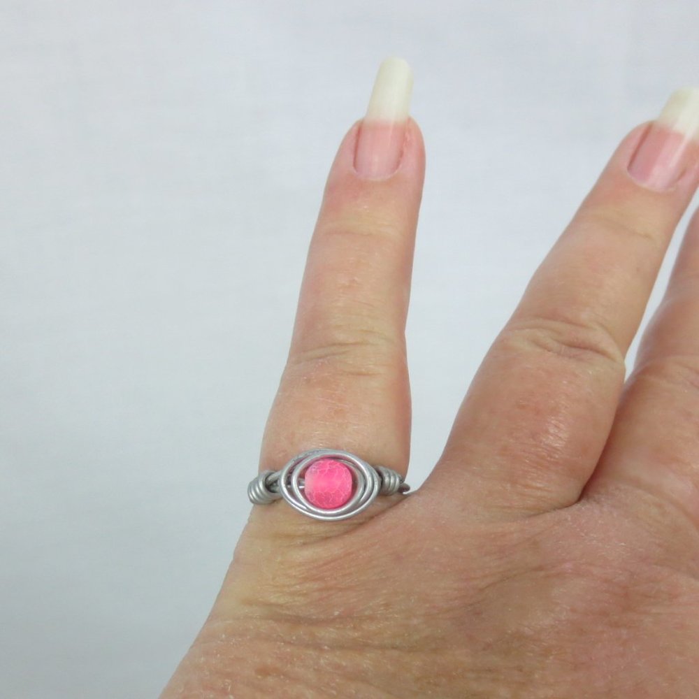New Stainless Wrap Pink Quartz Hand Crafted Ring